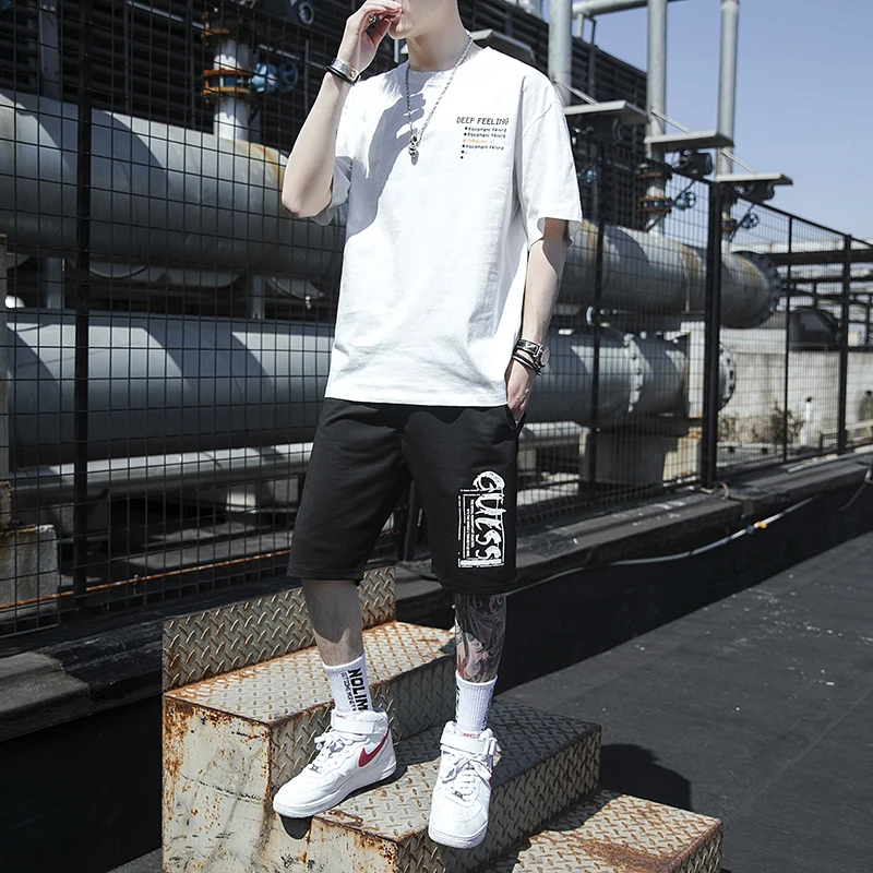 Комплект из 2 предметов Мужская футболка повседневные шорты комплекты 2022 летняя