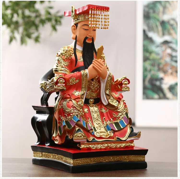 A pair 2PCS Large Asia Temple Worship HOME efficacious blessing Golden WANG MU YUHUANG DADI Jade Emperor God FENG SHUI statue