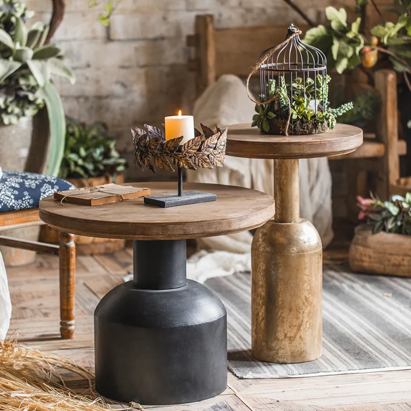 

Чайные столы в стиле ретро, Дизайнерские деревянные Креативные Круглые столы для гостиной, дивана, коридора, дизайнерская мебель для дома в европейском стиле