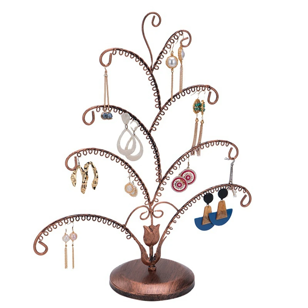 

Bronze Metal Tree Shaped Jewelry Display Stand Earring Ear studs Storage Rack Desktop Decor Ornaments Crafts Home Accessories