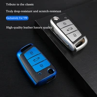 leather tpu car remote key case cover protected shell for vw volkswagen passat 2017 3 buttons key chain auto accessories