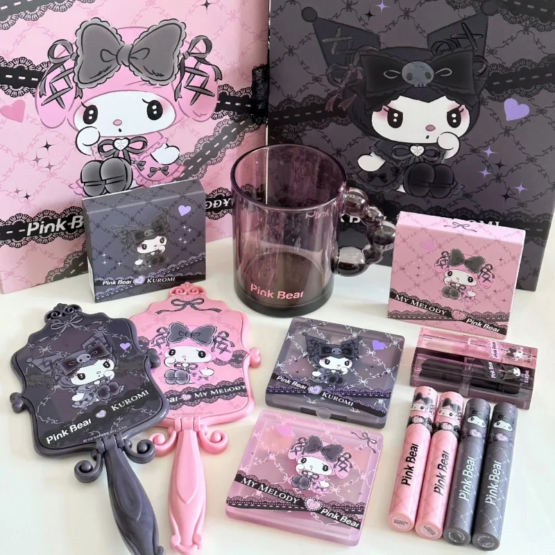 Розовый медведь Sanrio My Melody Kulomi в подарочной коробке блеск для губ Тени для век увлажняющая зеркальная стеклянная помада стойкий Макияж Косметика