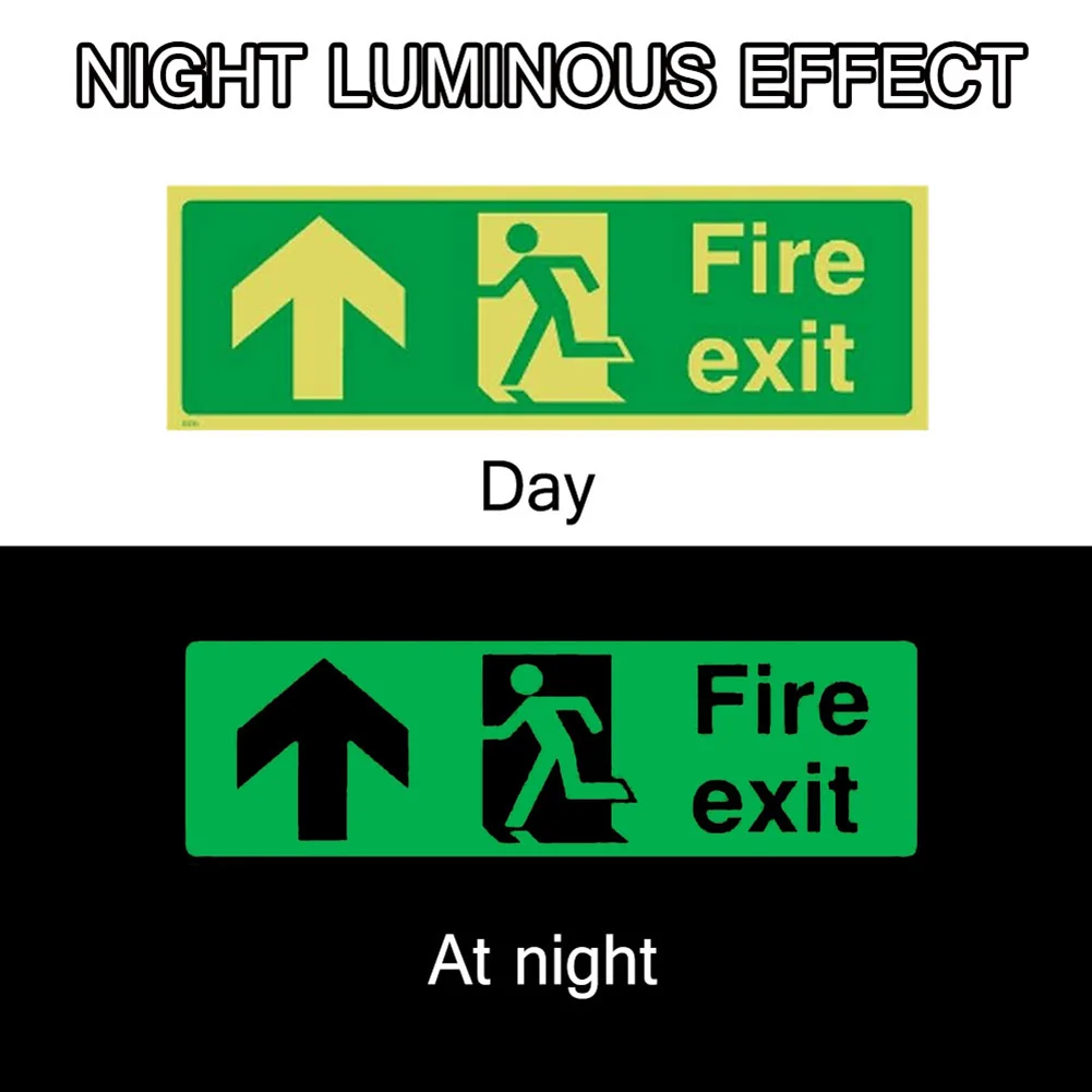 

Photoluminescent - Fire Exit SignGreen Luminous Safety Warning Tape Night Vision Fire Exit-right Signs Walls Sticker 10 x 29 cm