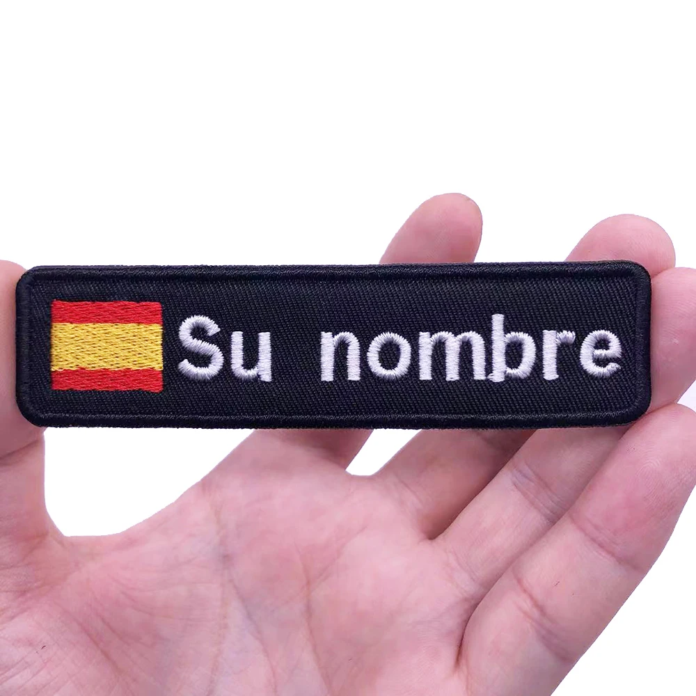 

10x2.5cm Spanish Flag Spain Embroidery Custom Name Patch Stripes Badge Iron On Or Velcros Patches