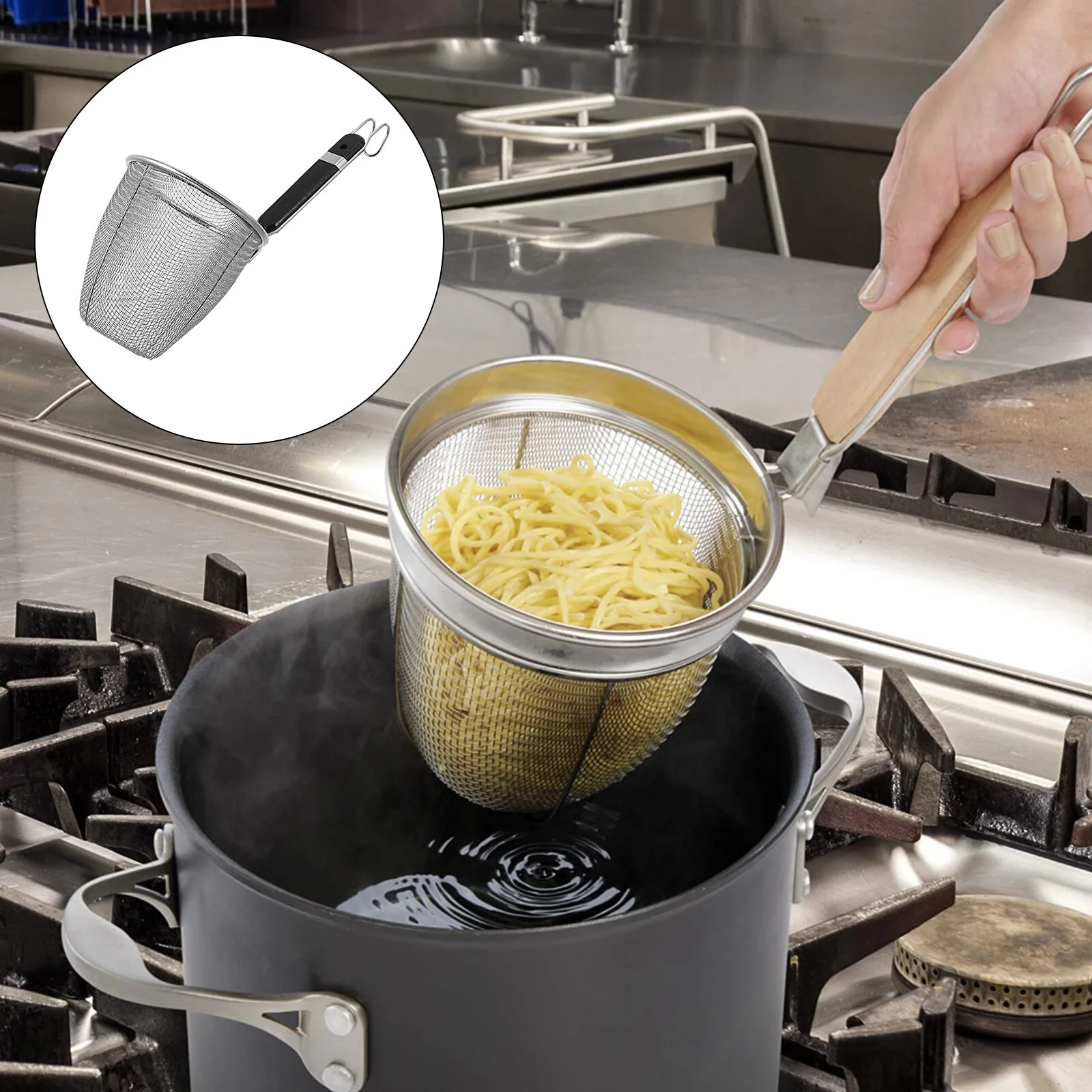 

Stainless Steel Colander Mesh Spoon Kitchen Gadget Noodle Strainer Spoons Durable