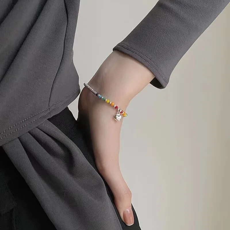 

Korean Rainbow Smiley Beaded Bracelet Cloud Bracelet Love Bead Necklace Female Cute Color Accessories Jewelry for women