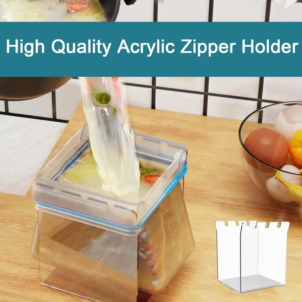 

Zipper Bag Organizer Practical Kitchen Tool Acrylic Zipper Bag Holder for Easy Storage Jagged Zipper Bag Support for Home