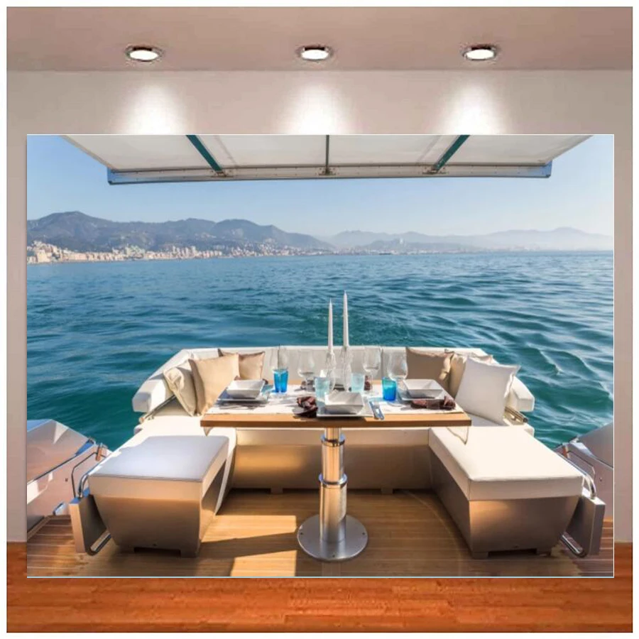 Фон для фотосъемки с изображением морского корабля