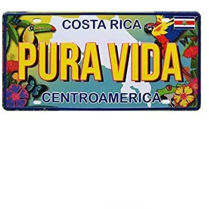 

Vintage Costa Rica Pura Vida Car License Plate Metal Signs Tin Plaque Wall Poster for Garage Man Cave Cafe Bar