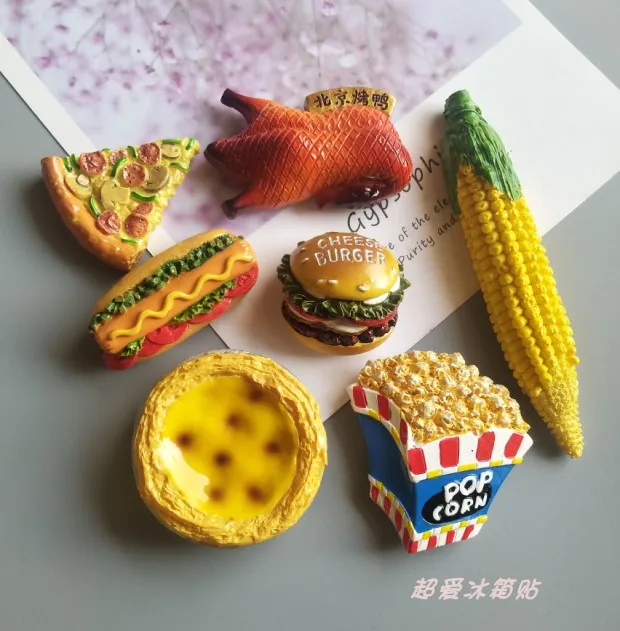 

Three dimensional shape food refrigerator paste magnetic paste home decoration paste Hamburg roast duck corn cute creativity
