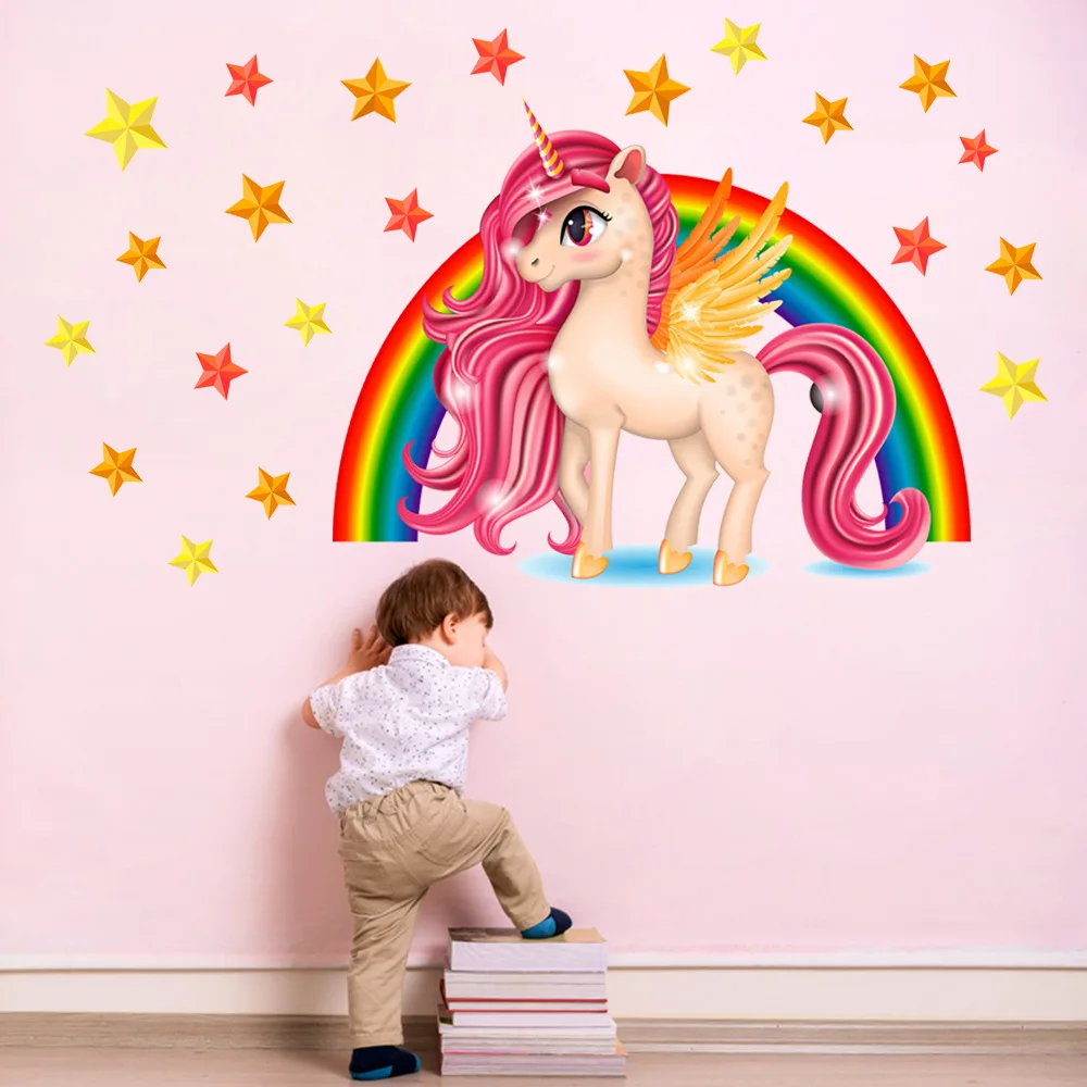

Unicorn Modern Home Decorations Wall Sticker Decoration Bedroom New Style Wall Stickers for Kids Rooms Living Room Bedroom Anime
