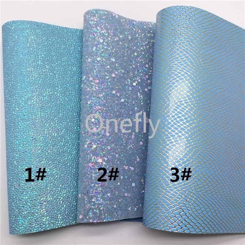 Ткань Onefly Толстая блестящая голубая 21x29 см тисненые листы синтетической кожи для