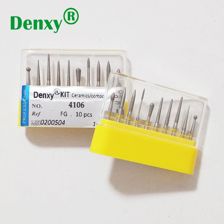 Denxy 20 шт./лот #4106 Стоматологические алмазные боры новые набор алмазных бортиков