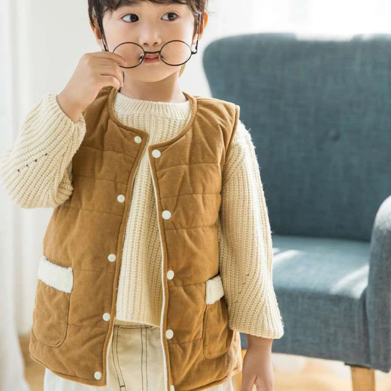 Осенне-зимний Детский Плюшевый Жилет Унисекс Коралловая Бархатная Куртка Модный