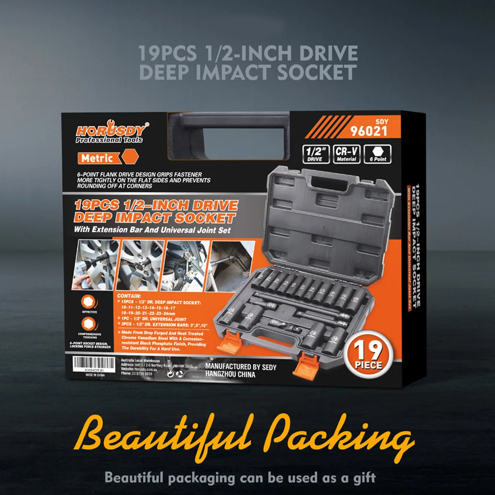 

19Pcs 1 2inch Drive Deep Impact Socket Replacement Sockets