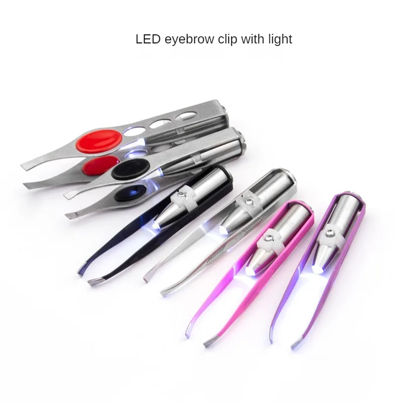 

With Led Lamp Arrow Pattern Eyebrow Clip Stainless Steel Eyebrow Trimming Tool Eyebrow Beauty Makeup With Lamp Eyebrow Clip