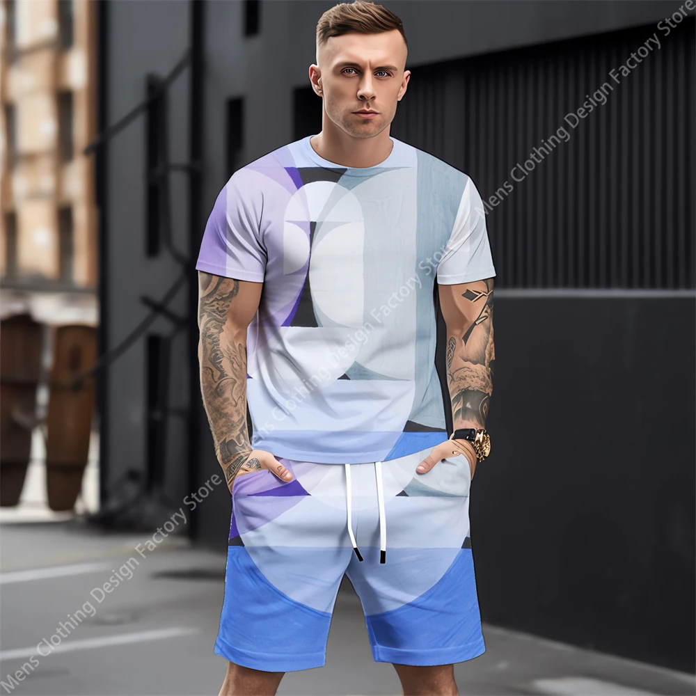 

Tracksuit Men 2023 Summer New T-shirt+Men's Shorts Fashion Men's Sweat-Shirt Set Clothes For Men 3D Retro Printed Men's Clothing