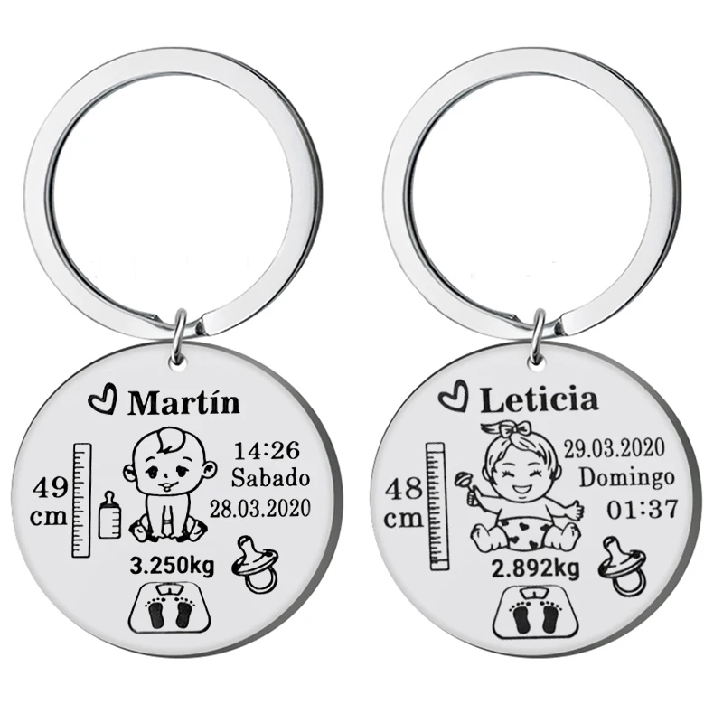 

Lovely Personalized Baby Boys Girls Keychain Name Birth Weight Height For Newborn Commemorate New Mom Dad Gift Keyring