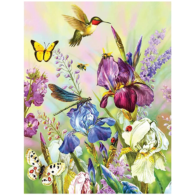 

Diamond Painting Cross Stitch Flowers Hummingbird 5D DIY Diamond Mosaic Embroidery Butterfly Full Square Drill Rhinestone Decor