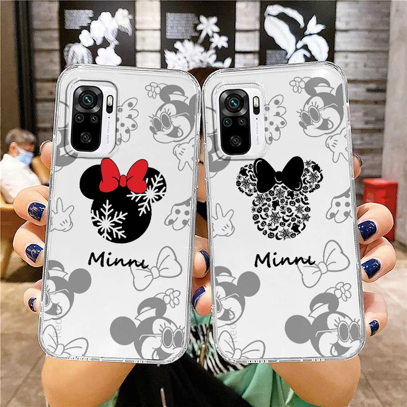 

Disney Mickey Minnie Logo Transparent Phone Case For Xiaomi Redmi Note 12 11E 11S 11 11T 10 10S 9 9T 9S 8 8T Pro Plus 5G