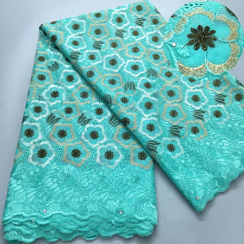 Швейцарская Тюлевая Ткань 2024 Высококачественная Синяя Вышивка