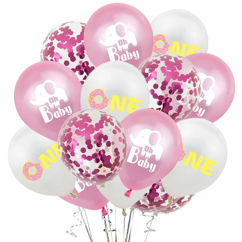 

15pcs 1st birthday oh baby balloon set one year old baby shower birthday party decoration baby elephant balloon hydrogen balloon