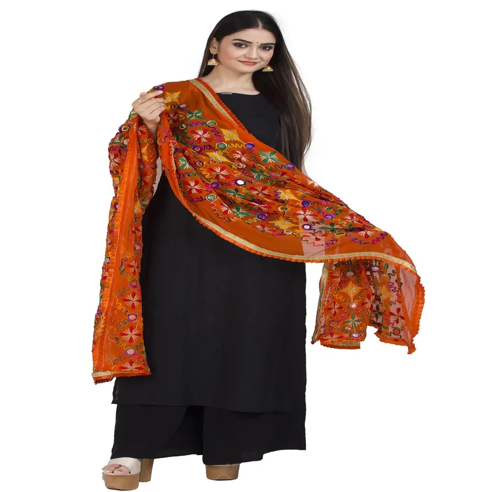 

Dupattas for Women Soft Lightweight Chiffon Dupatta Shawl Scarf Wrap Chunni,Orange (D225ORA)