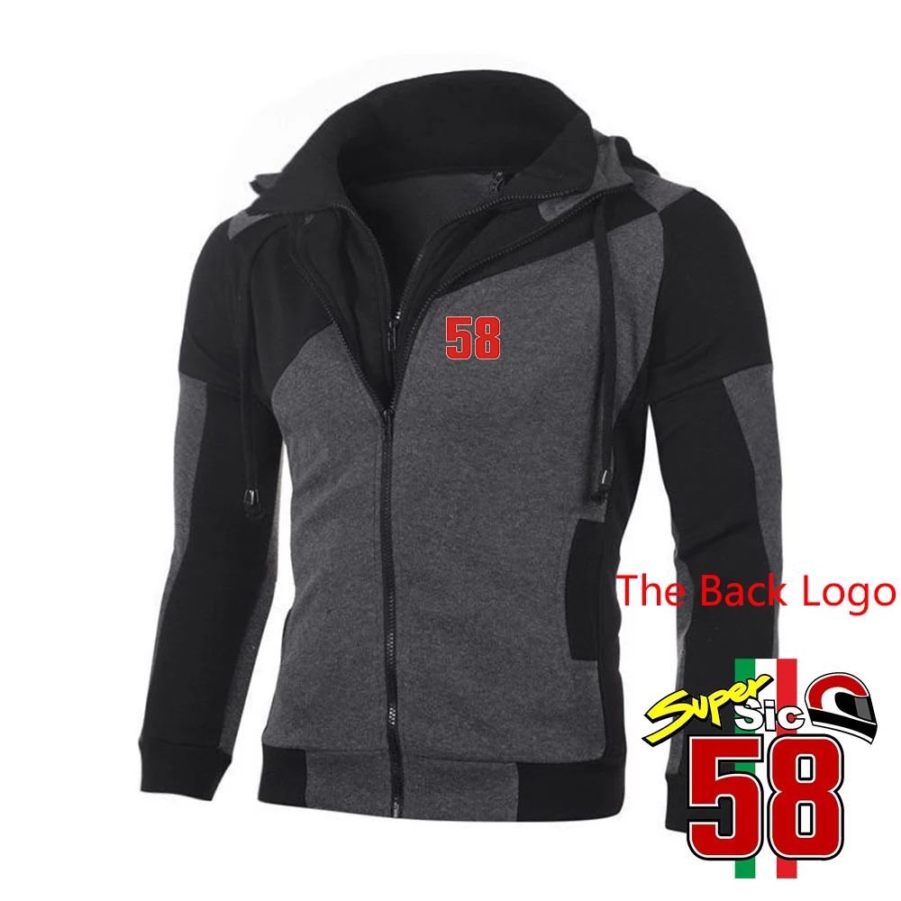 2025 весенне-осенний мужской Marco Simoncelli Super Sic 58 с двойной молнией и принтом логотипа