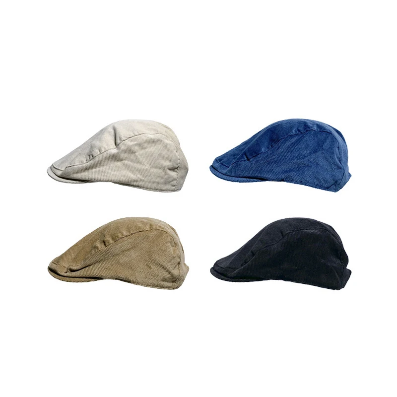 

Japanese Retro Newsboy Cap British Corduroy Solid color Forward Cap Is Good with Beret Hat Men's Women Trend