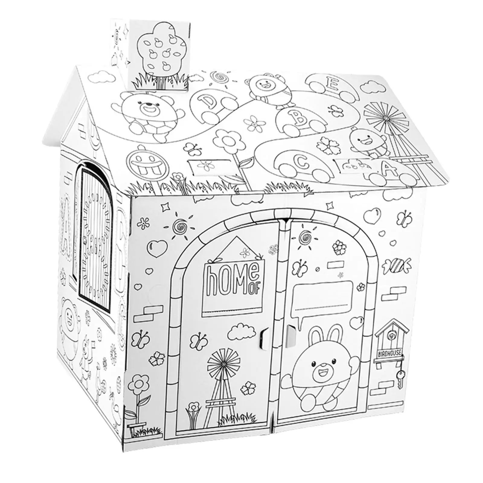 

Cardboard Playhouse Creative Crafts Preschool Toy for Indoor Holiday Gifts