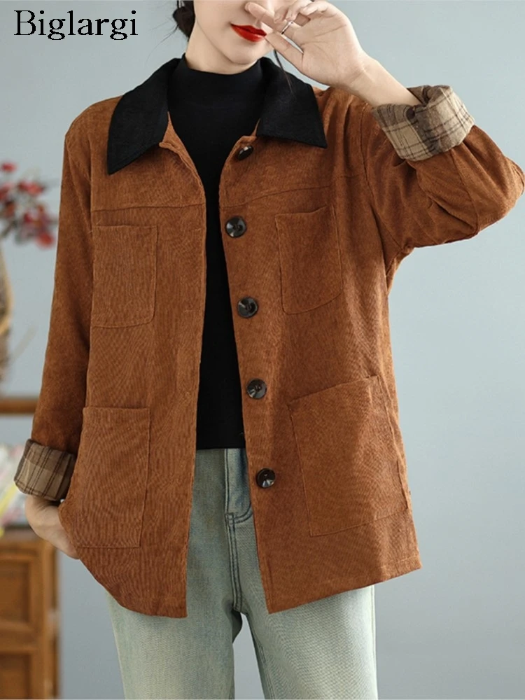 Вельветовая осенне-зимняя рубашка пальто женские нерегулярные модные