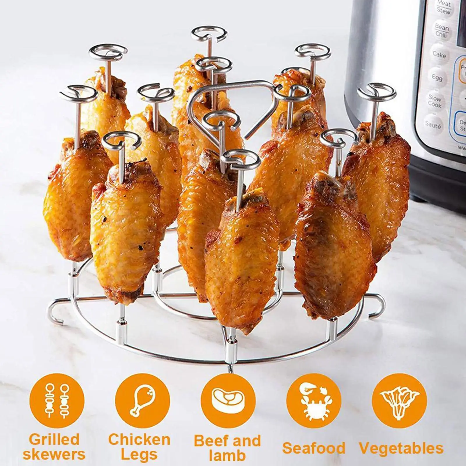 

6.2 /8.2 Inch Steel Roast Chicken Rack Vertical Meat Dehydration Bbq Steel Rack Rack Rack J5e3