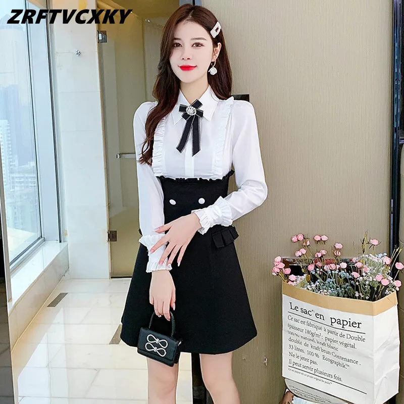 

ZRFTVCXKY новые весенние контрастные цветные рубашки короткие платья для женщин модные оборки Декор тонкое облегающее офисное платье с бантом