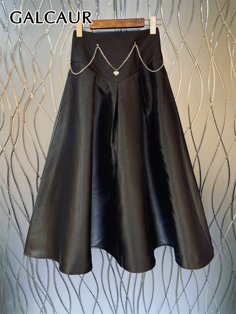 

Юбка-миди Женская трапециевидная с завышенной талией и цепочкой