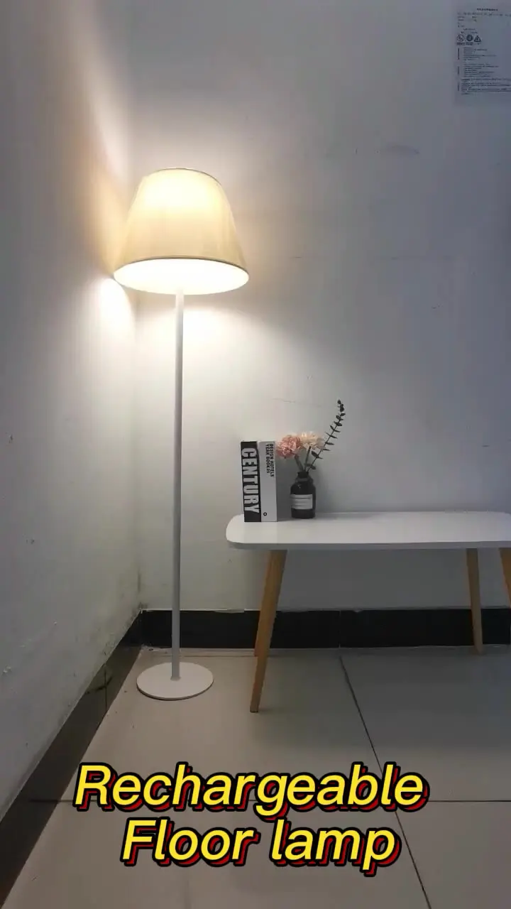 

Modern American fabric shade style home decorative aluminium alloy rechargeable led floor lamp for bedroom
