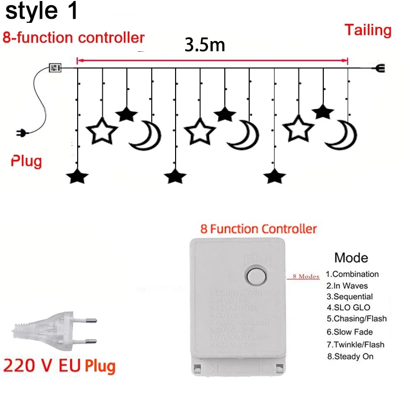 Светодиодные шторы с шариками и звездами Рождественское украшение раскладка для