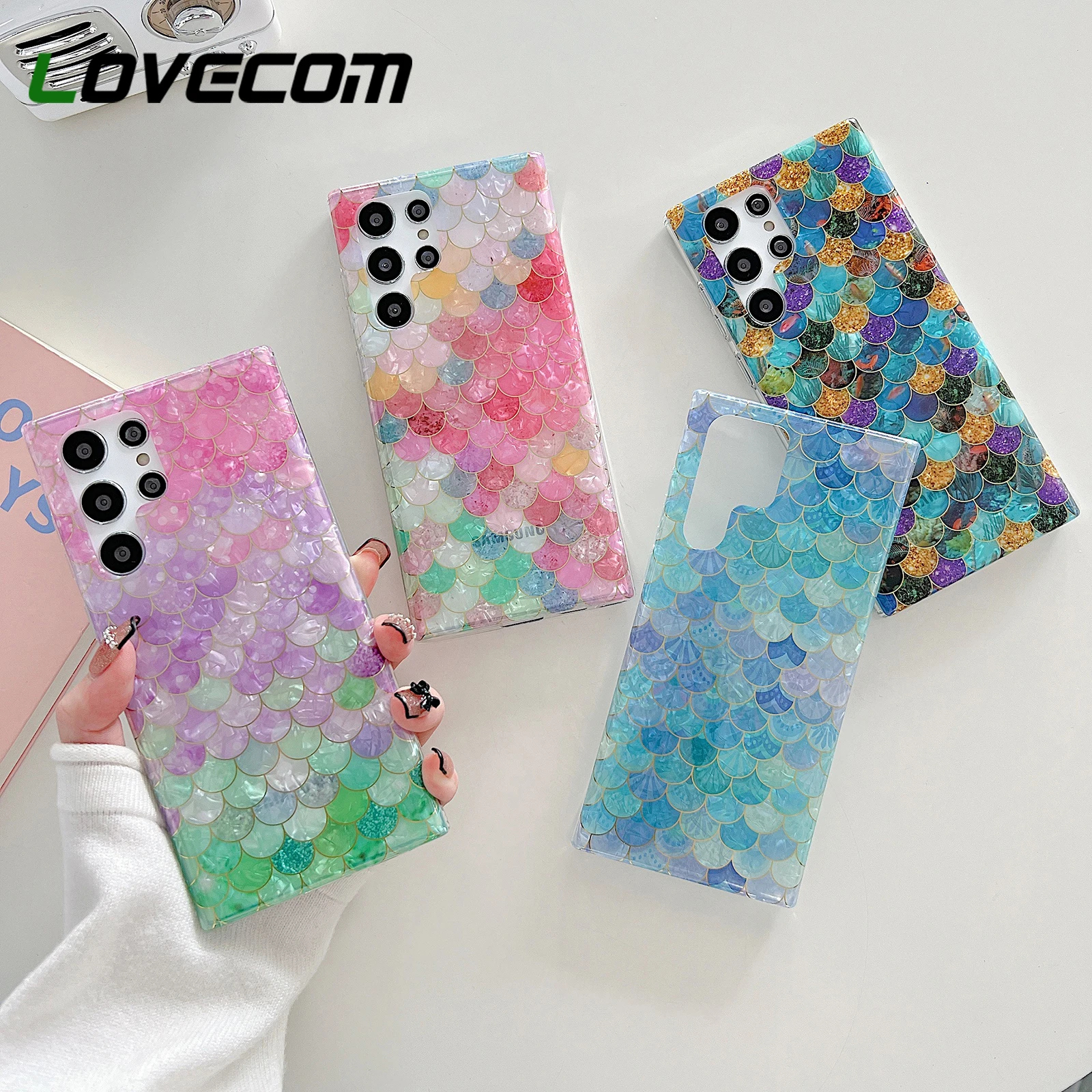 

Чехол INS в стиле геометрической рыбьей чешуи мечты чехол для телефона для Samsung Galaxy S21 S22 Ultra Note 20 Ultra S20FE S21FE A53 мягкий чехол