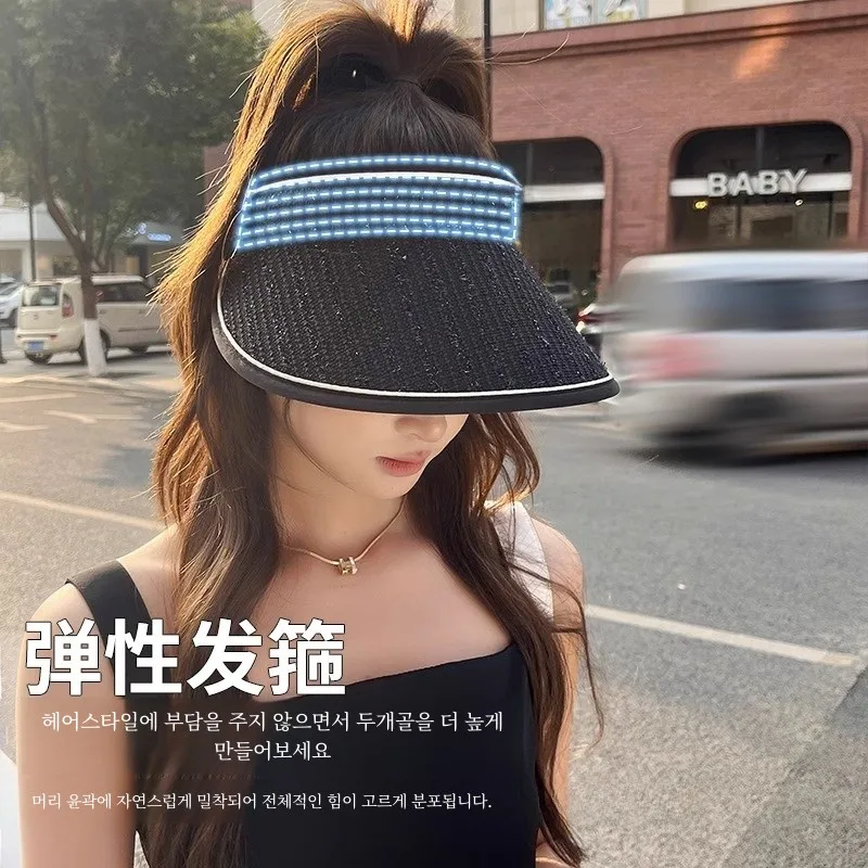 Изящная солнцезащитная шляпа лето 2024 новая женская с воздушным верхом виниловая
