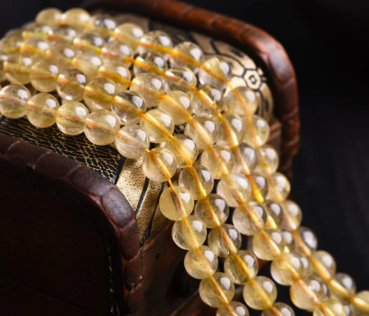 

3-12mm Natural Gold Rutilated Quartz Beads Gemstone For Jewelry Diy Bracelet Necklace Strand 15" Drop Shipping