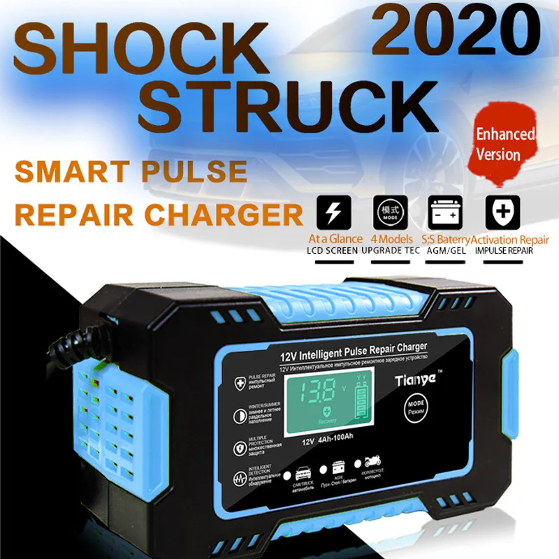 Car Battery Charger 12 6A Touch Screen Pulse Repair LCD For Motorcycle Lead Acid Agm Gel Wet |
