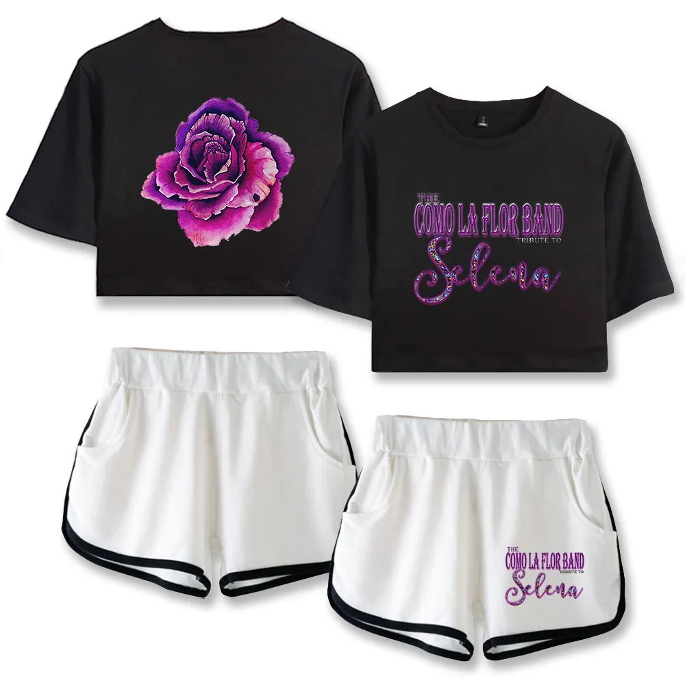 

Selena Quintanilla Pop Singer U.S. Print Short Sleeve Cool Sexy Shorts+lovely T-shirts Dew navel Pretty Girl suits Two Piece Set