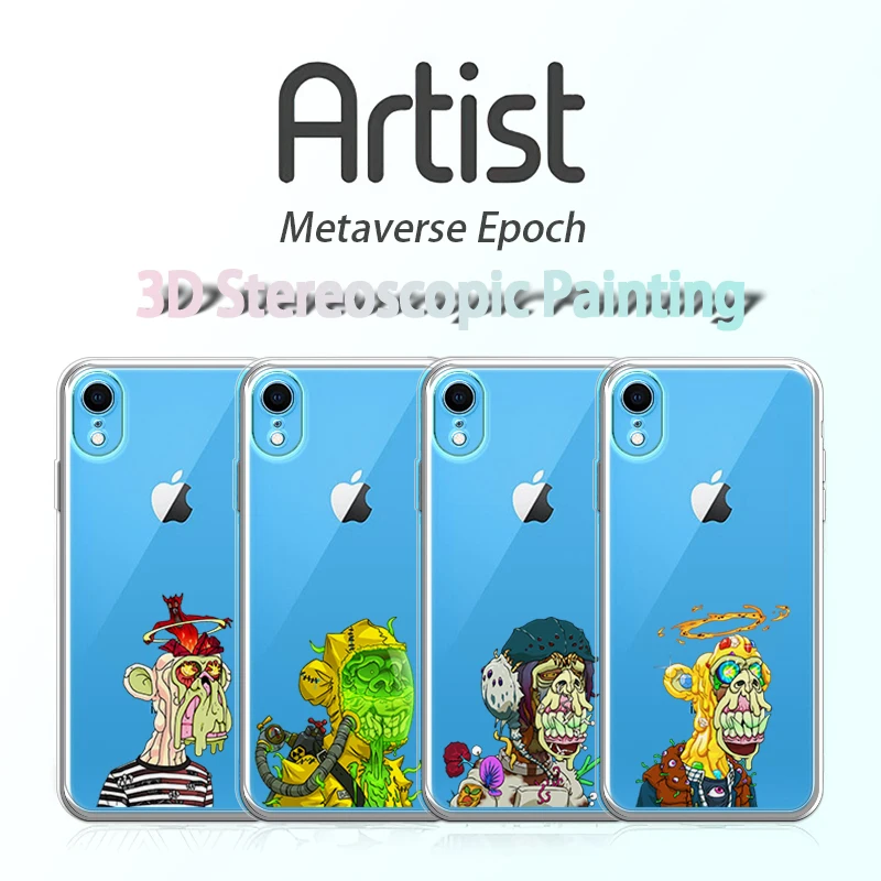 

Mutant Ape Yacht Club Phone Case for iPhone 7 8 Plus SE X XR Xs Max Meta Style 3D Painting Back Cover XsMax 8Plus Silicone Funda