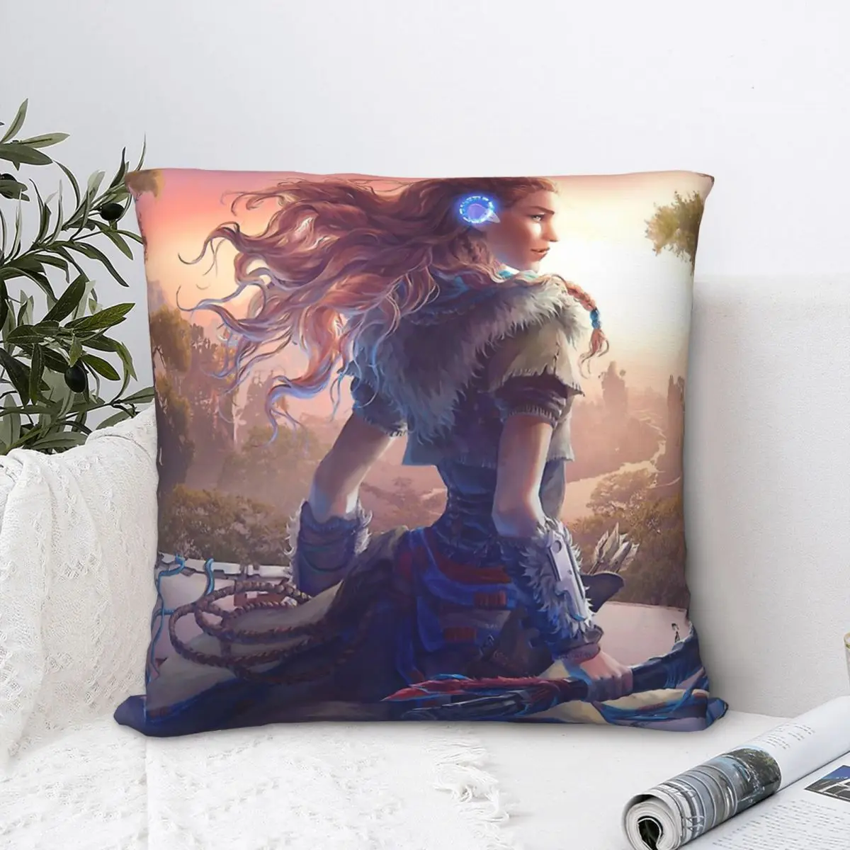 

Aloy Horizon Zero Dawn Hug Pillowcase Backpack Cojines Home DIY Printed Office Coussin Covers Decorative
