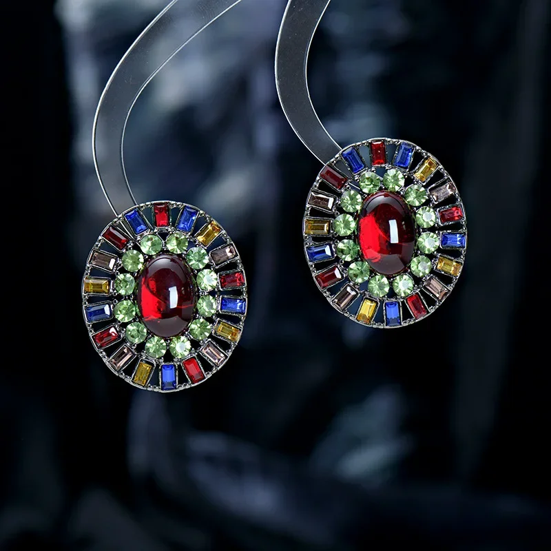 Нишевые высококачественные винтажные серьги антикварные овальные красочные