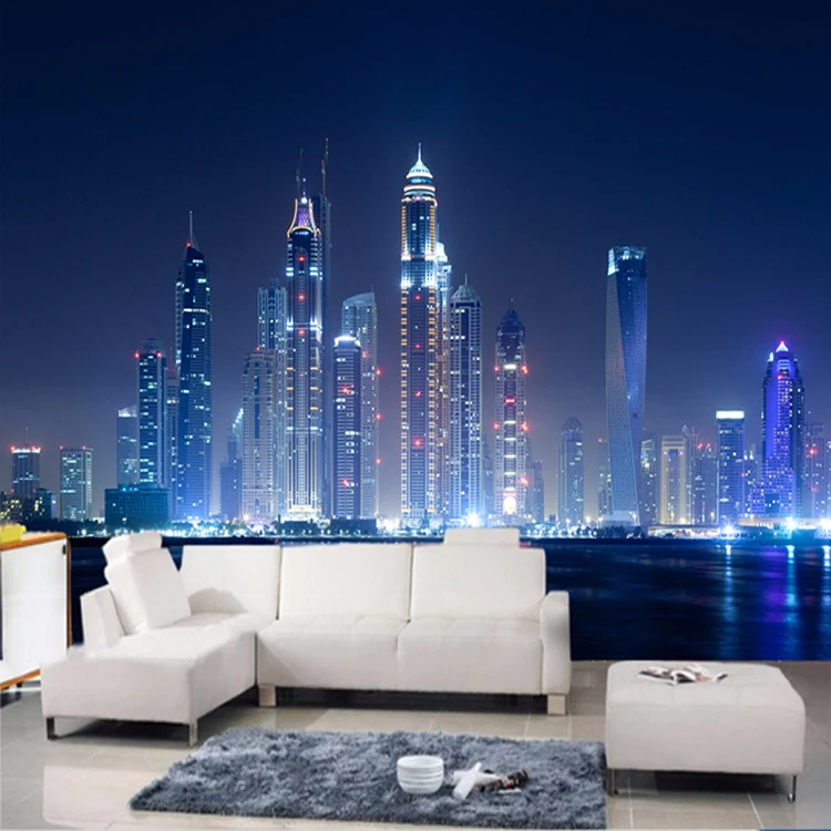 

Индивидуальные продукты 3D Черный Белый Современный Нью-Йорк Ночной вид Город Строительство Учеб Обои ТВ Фон стены спальни Фреска 3d