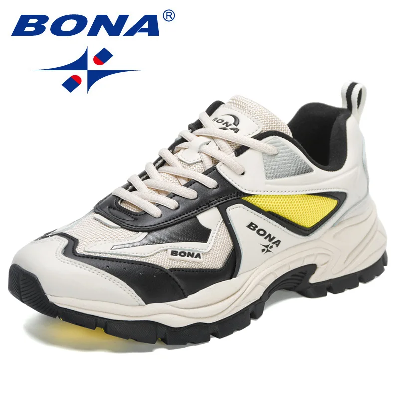 BONA 2022 New Designers Fashion Sneakers Running Shoes Men Breathable Sports Shoes Platform Non-slip Jogging Walking Shoes Man