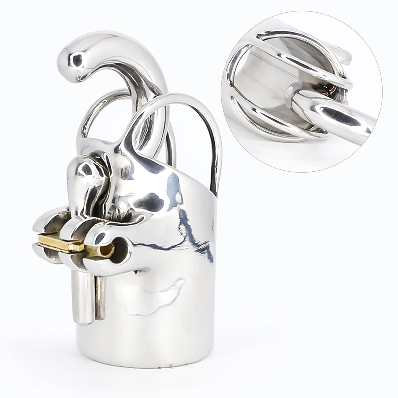 OPUSM 316 Stainless Steel Python V6 Design Male Chastity Device Cobra Cock Cage Python-shaped Penis Ring Adult Sex Toys