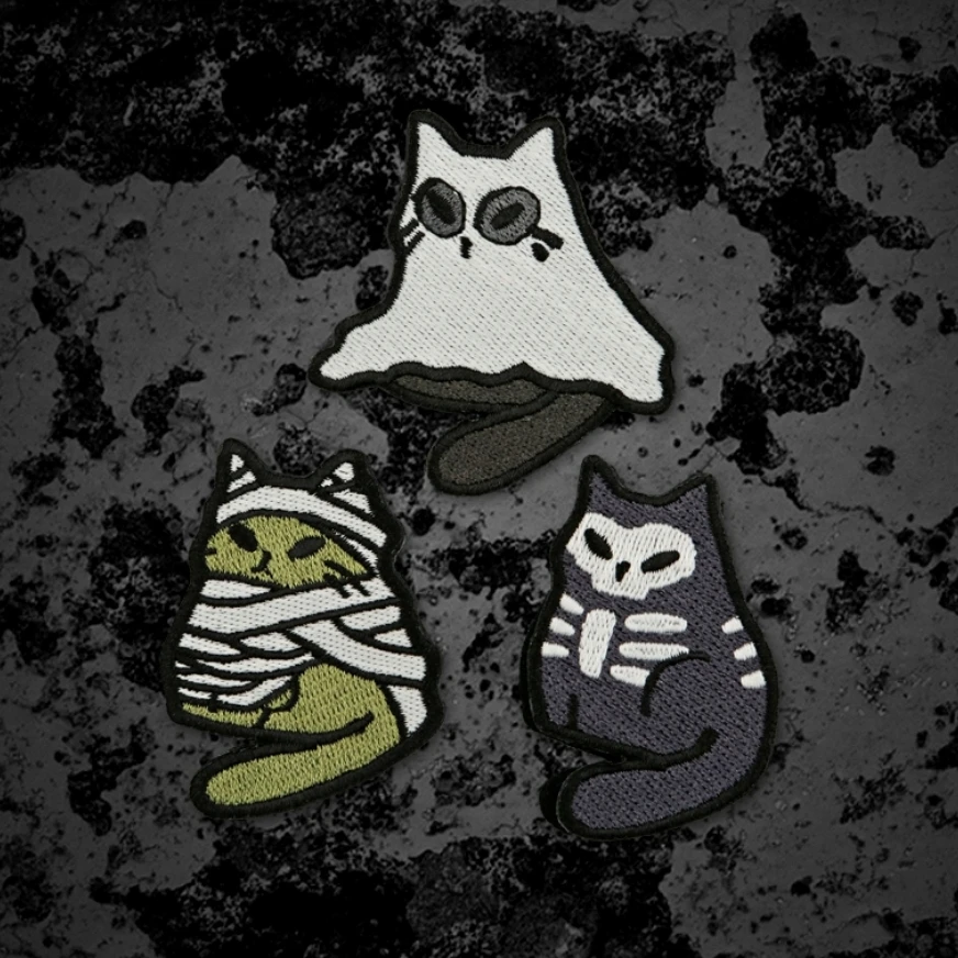 

Luminous Morale Badge Cat Embroidery Armband Hook & Loop Patch for Backpack Hats DIY Decorative Sticker Patches on Clothes