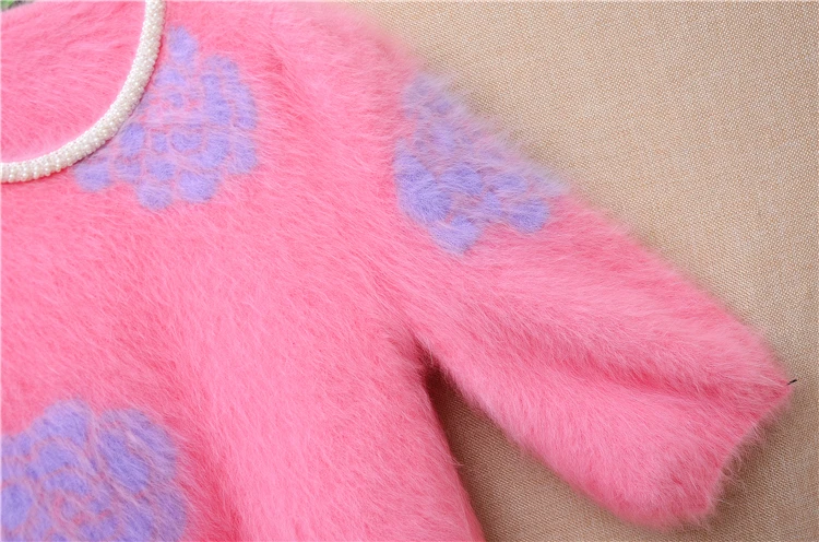 Женская весенне-зимняя одежда розовые цветочные норковые кашемировые вязаные