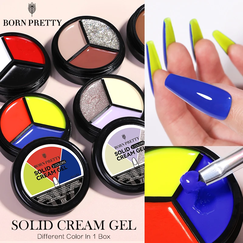 BORN PRETTY Твердый кремовый гель-лак для ногтей 3/4 в 1 цвете консервированный Soak Off UV LED